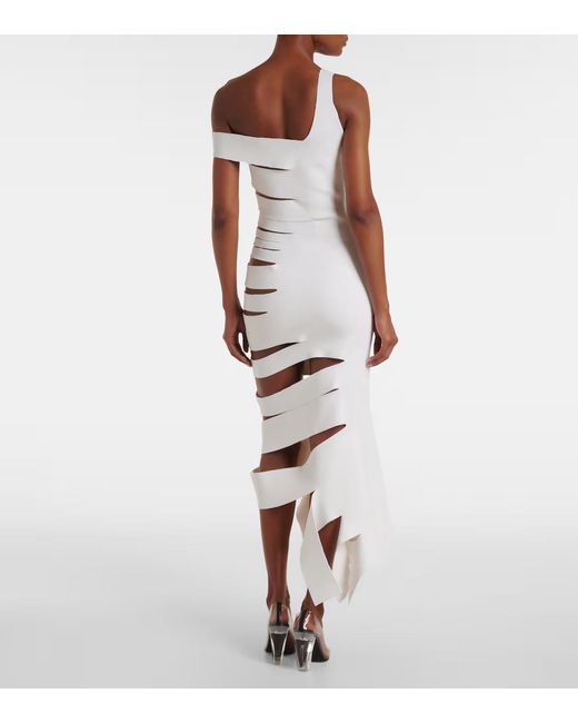 Mugler White One-Shoulder Cutout Dress