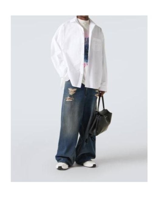 Balenciaga White Layered Cotton Jersey And Poplin Shirt for men