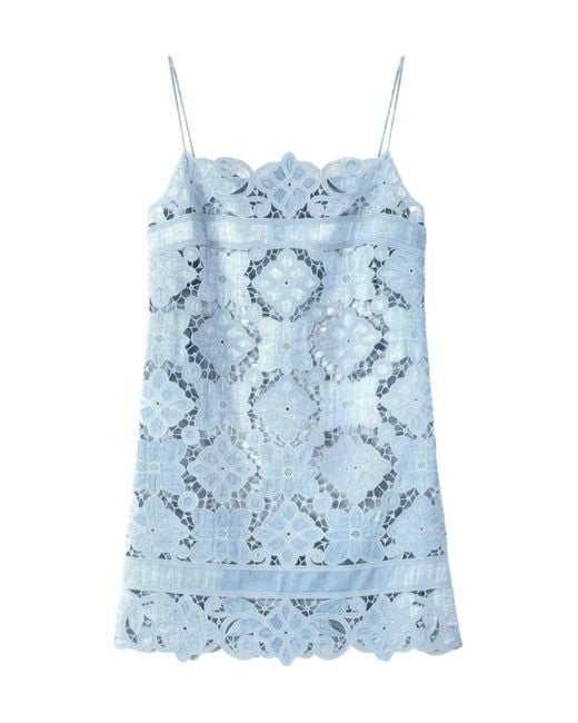Ermanno Scervino Blue Lace-Embroidered Cut-Out Mini Dress