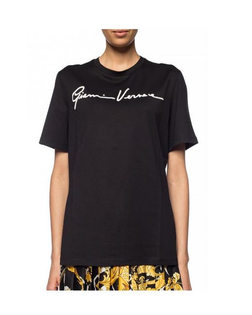 Versace Black Embroidered Logo T-Shirt