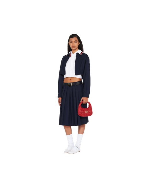 Miu Miu Red Wander Matelassé Logo Plaque Mini Hobo Bag