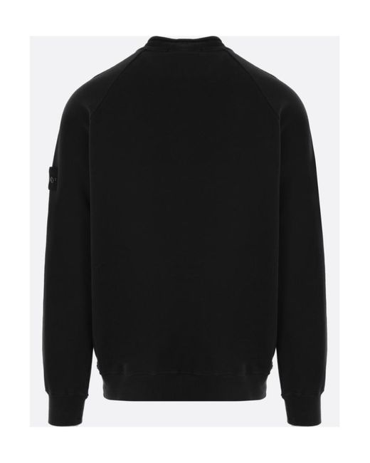 Stone Island Black Logo Patch Crewneck Sweatshirt for men