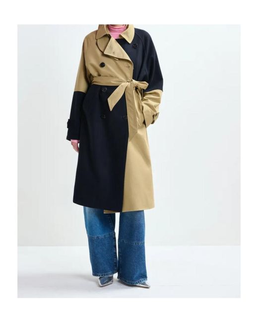 Essentiel Antwerp Blue Long-Sleeved Trench Coat