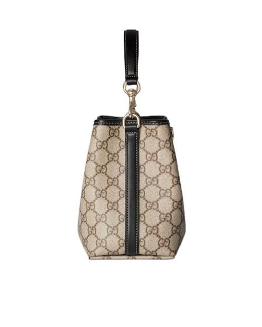 Gucci Natural Gg Emblem Small Bucket Bag