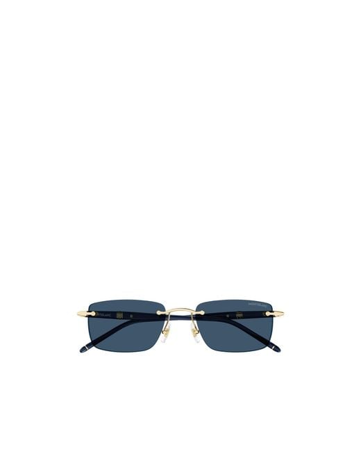 Montblanc Blue Eyewear Rectangular Frame Sunglasses for men