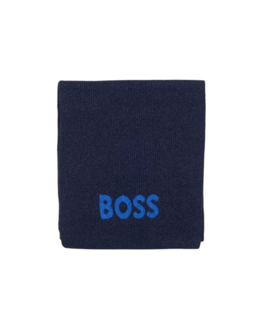 Boss Blue Patterned Scarf for men