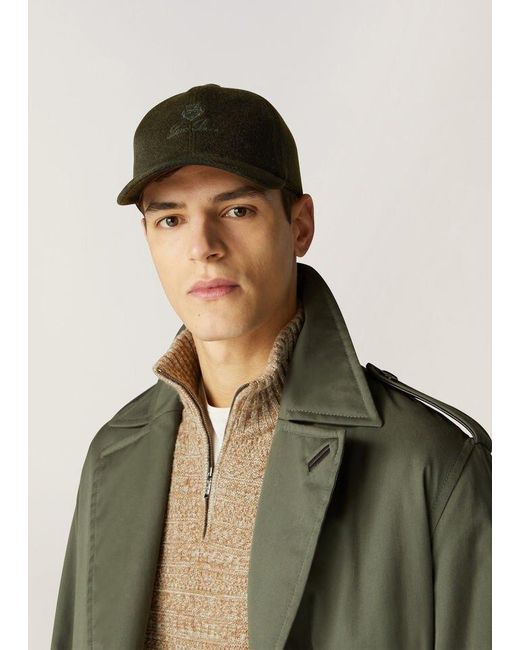 Loro Piana Green Logo Embroidered Baseball Cap for men