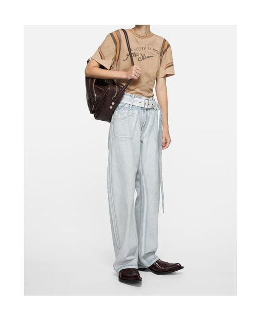Acne Natural Logo Printed Crewneck T-Shirt
