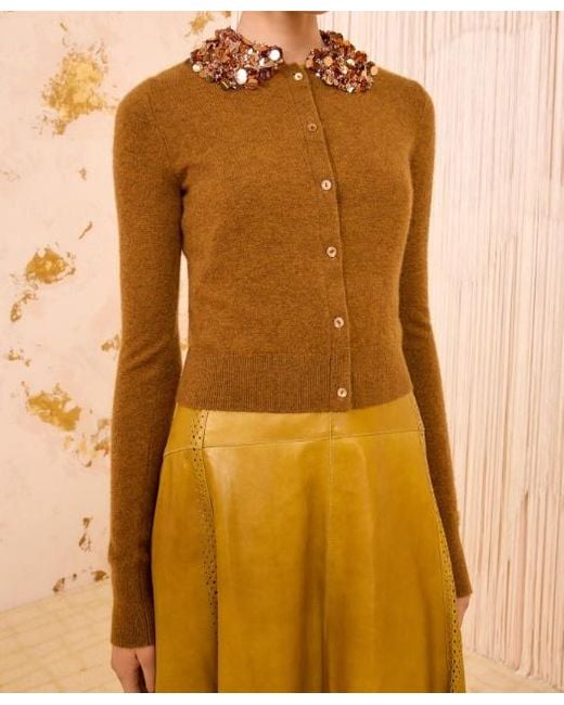 Ulla Johnson Orange Margaux Embroidered Cashmere Cardigan