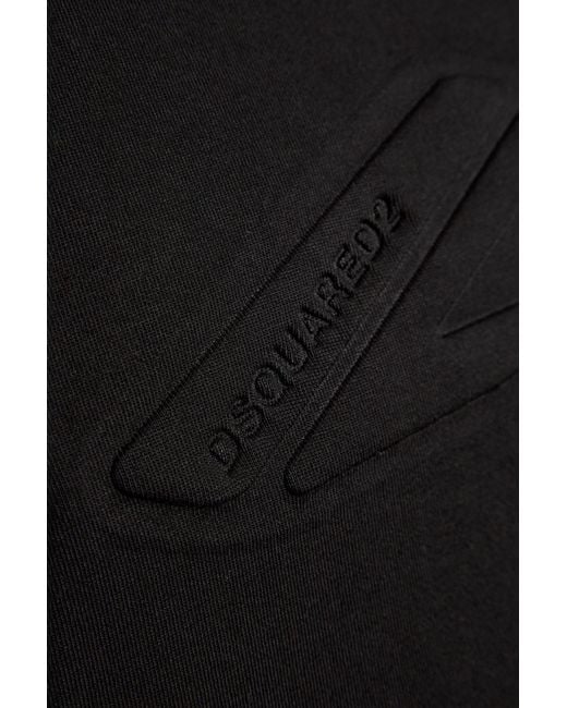 DSquared² Black Logo Embossed T-Shirt Dress