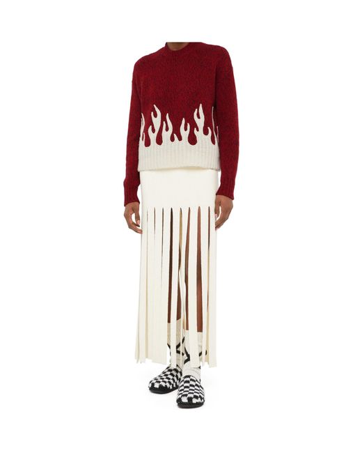 Alanui Red Crew-Neck Wool-Cashmere Blend Jumper