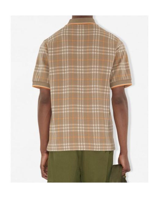 Burberry Natural Logo Embroidered Checked Polo Shirt for men