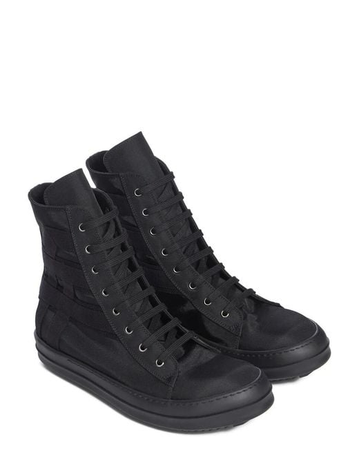 Rick Owens Black Lace-Up High-Top Casual Shoes for men