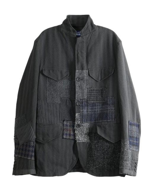 Junya Watanabe Black Patchwork Design Suit Jacket for men