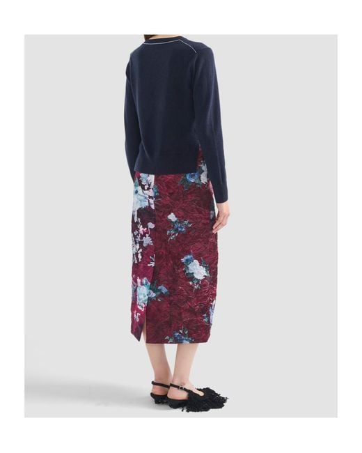 Erdem Red Floral-Print Midi Skirt