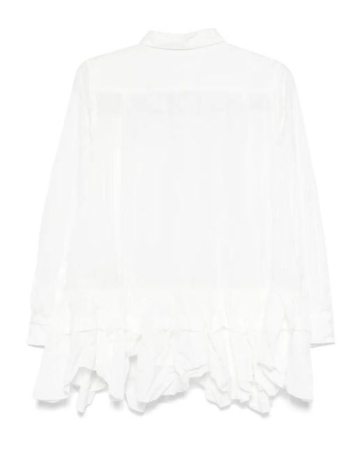Comme des Garçons White Ruffled-Hem Shirt