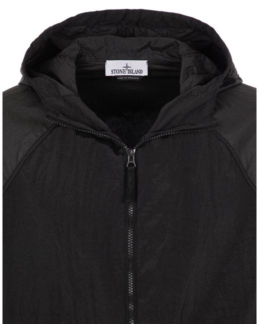 Stone Island Black Zip Up Hooded Jacket for men