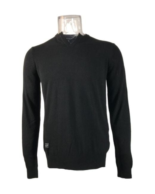Armani Jeans Black Long-Sleeved Contrasting Sweater for men