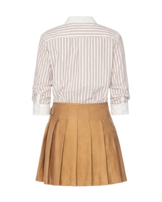 Jonathan Simkhai White Frankie Pleated Striped Mini Dress