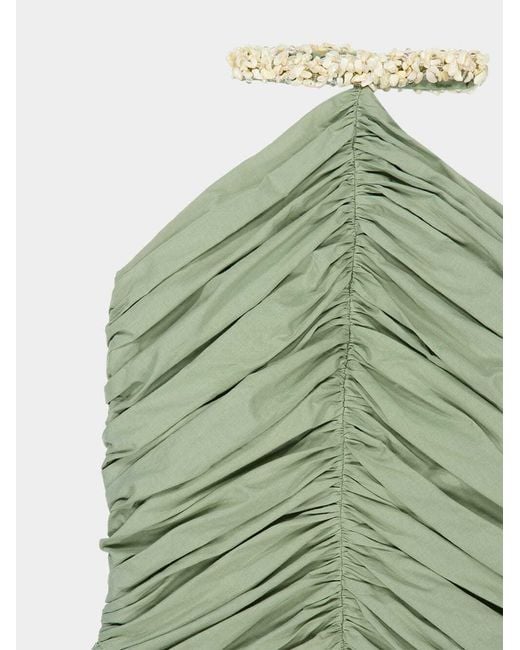 Balmain Green Ruched Halterneck Mini Dress