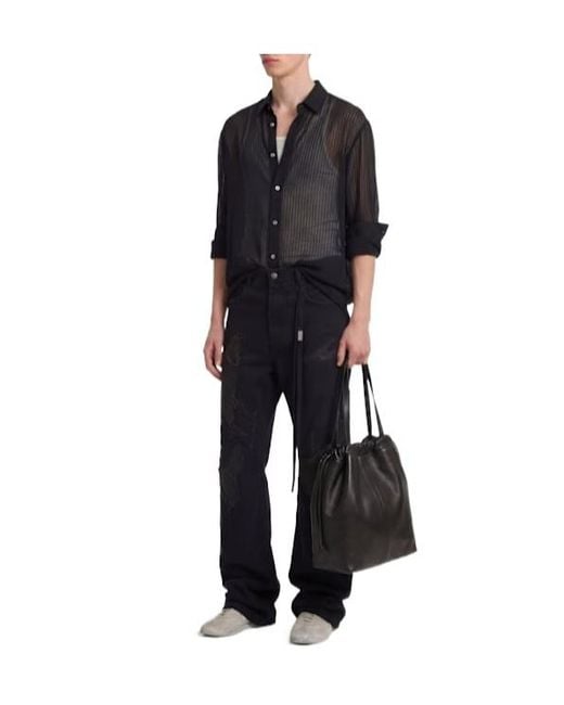 Ann Demeulemeester Black Andre Tonal Striped Classic Shirt for men