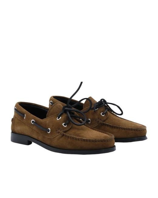 Aeyde Brown Suede Lace-Up Boat Shoes