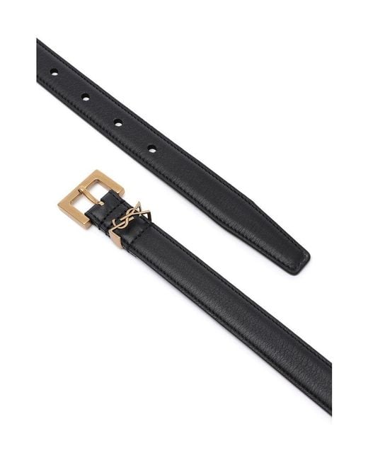 Saint Laurent White Monogram Narrow Belt