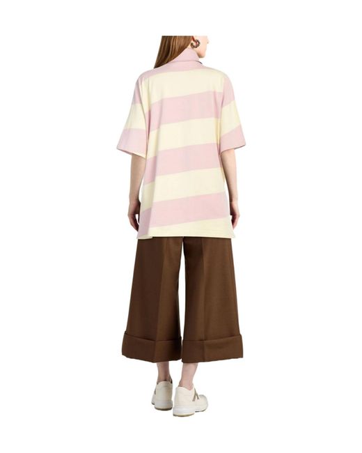 Burberry Pink Striped Short-Sleeve Polo Shirt