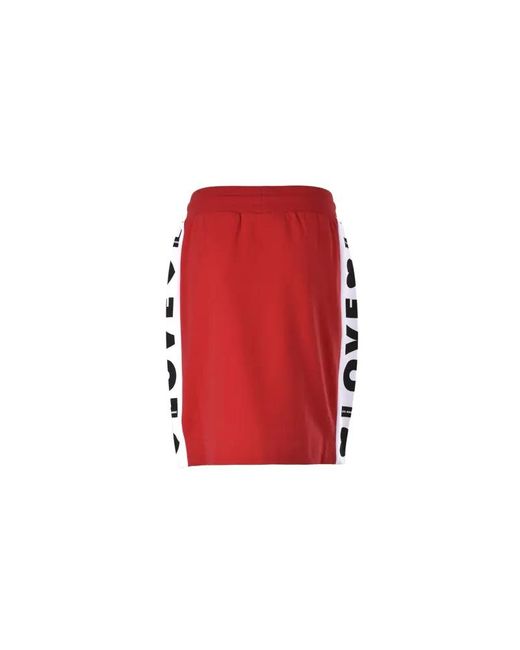 Moschino Red Side Logo Skirt
