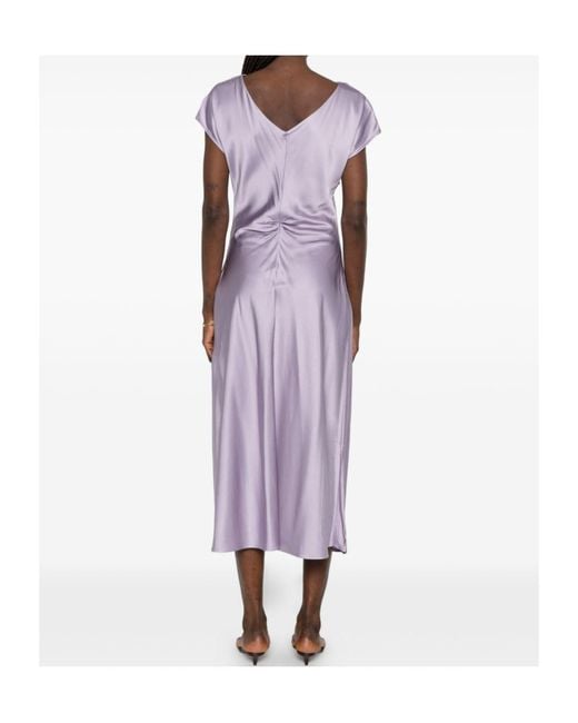 Liu Jo Purple Cowl-Neck Draped Midi Dress