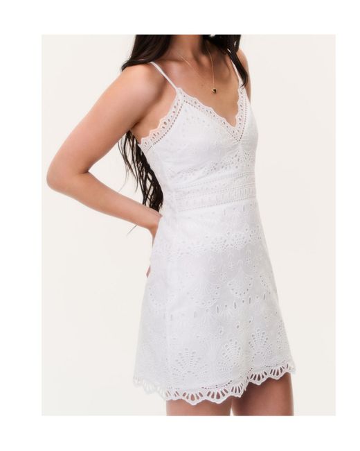 LoveShackFancy White Cut-Out Cotton Mini Dress