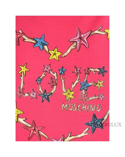 Moschino Pink Logo Printed T-Shirt With One Collar
