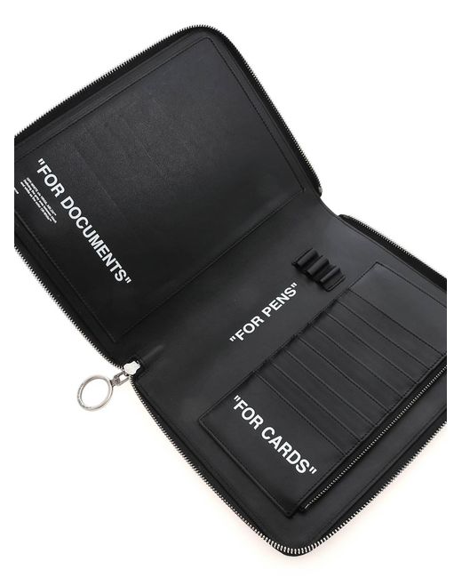 Off-White c/o Virgil Abloh Black Quote Printed Zip-Up Wallet for men