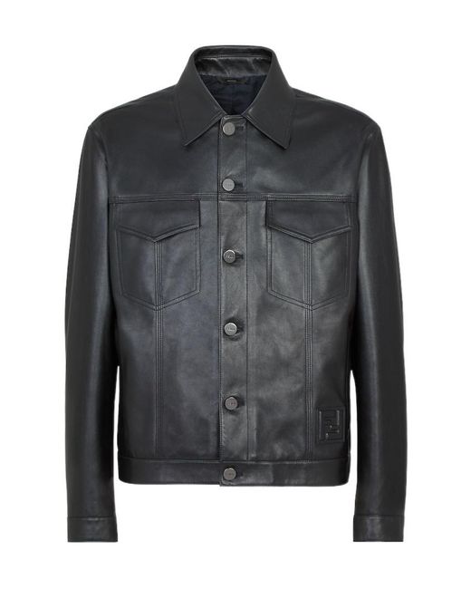 Fendi Black Fabiana Filippi Long Sleeved Leather Jacket for men