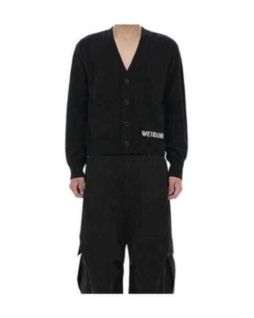 we11done Black Long-Sleeved Knitted Cardigan for men