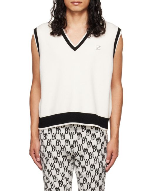 we11done White Logo Plaque Knitted Vest for men
