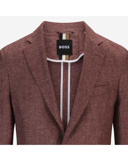 Boss Brown Single-Breasted Blazer for men