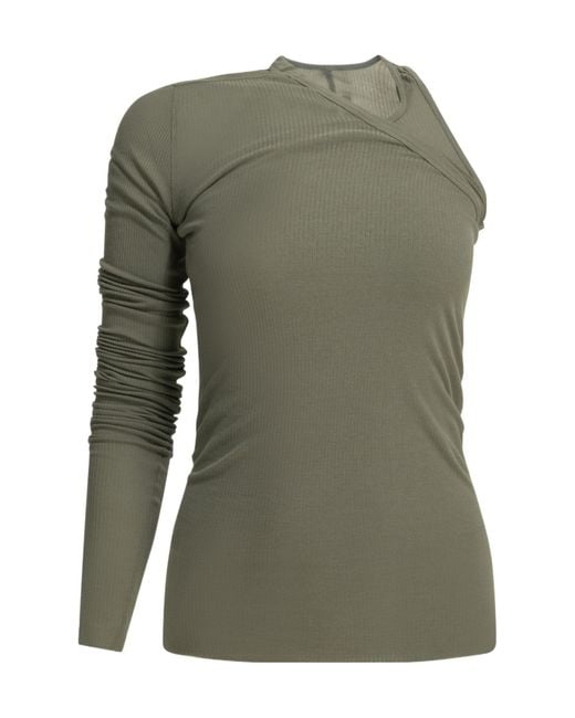 Rick Owens Green 'Banana' One-Shoulder Tank Top
