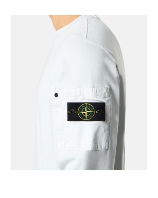 Stone Island White Logo Patch Crewneck Sweatshirt for men