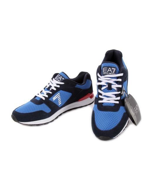 EA7 Blue Logo Lace Up Casual Sports Shoes for men