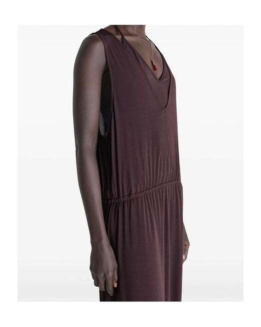 Lemaire Purple Ruched Sleeveless Dresses
