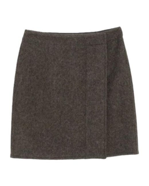 Lemaire Gray Wrap Fastened Short Skirt