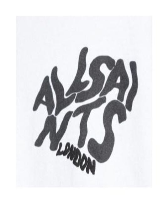AllSaints White Logo Printed Crewneck T-Shirt for men