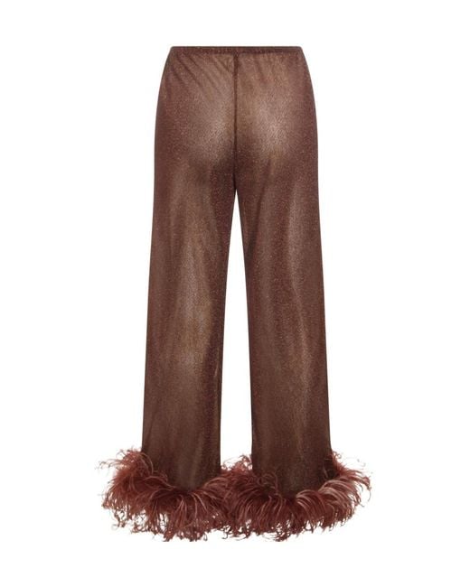 Oseree Brown Oséree Lurex Thread Trousers