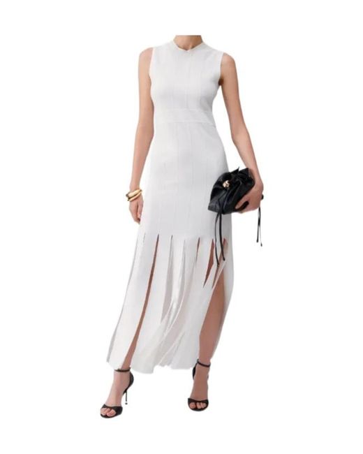 Liu Jo White Fringed Sleeveless Maxi Dress