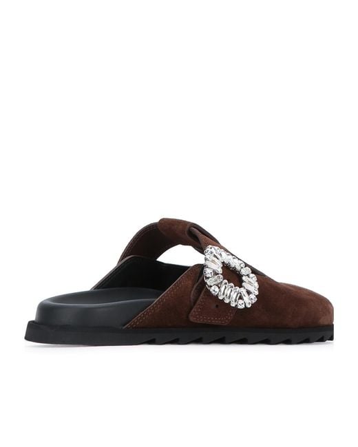 Roger Vivier Black Slidy Viv' Mules
