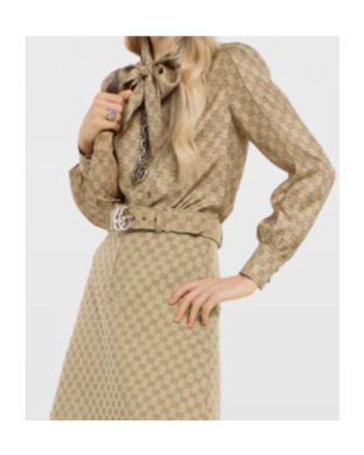 Gucci Natural Printed Long-Sleeve Twill Shirt