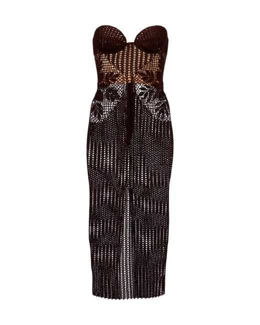 Magda Butrym Purple Crochet Cotton Bustier Dress