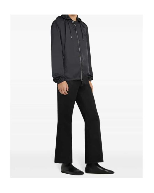 Courreges Black Courrèges Drawstring Hooded Windbreaker for men