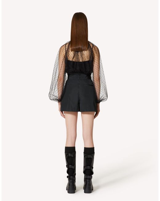 RED Valentino Black High Waist Bow Shorts